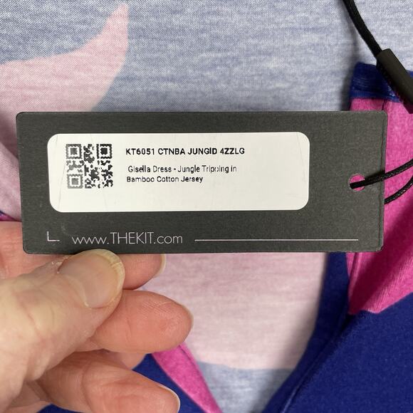 The Kit Tropical Leaf Print Boho Midi Dress Size L Slim Fit Stretchy Resortwear - Picture 5 of 8